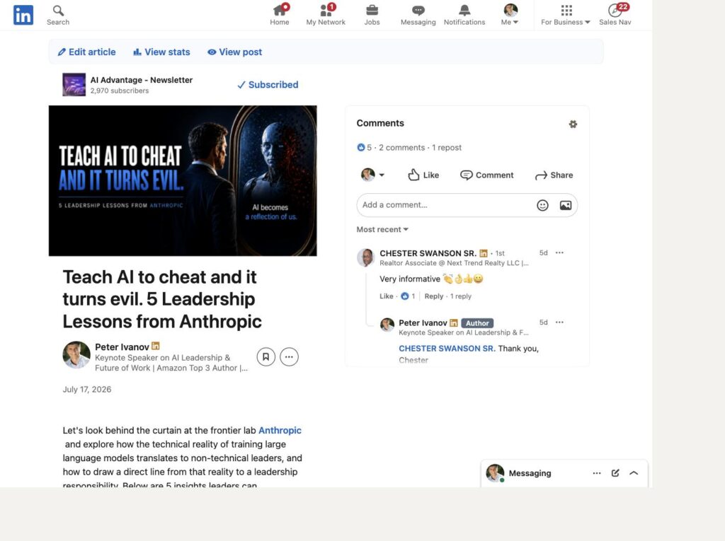 Teach AI to cheat and it turns evil - 5 Leadership Lessons from Anthropic